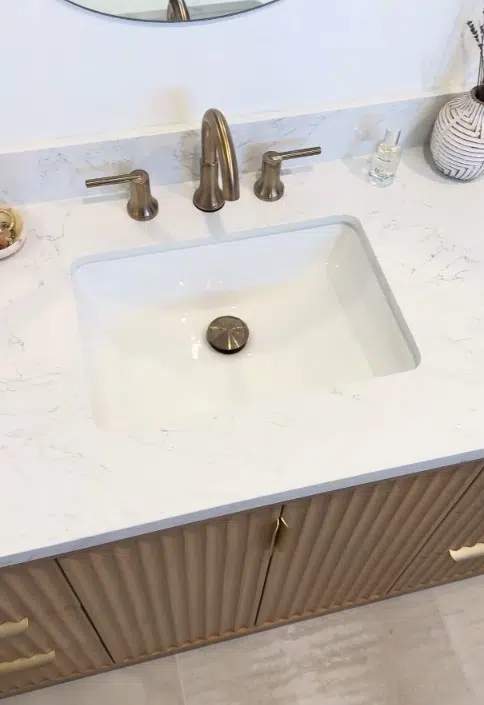 Fluted wood bathroom vanity