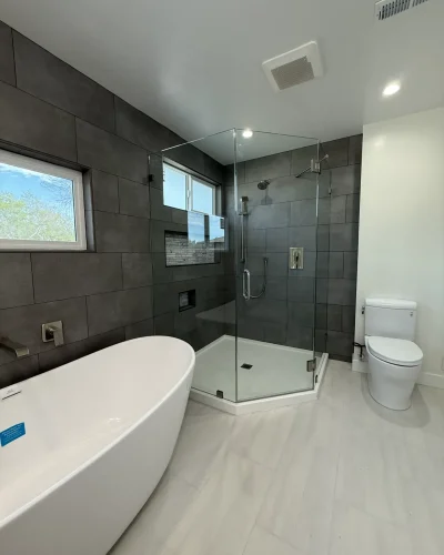 installed bathroom tiling with a modern style