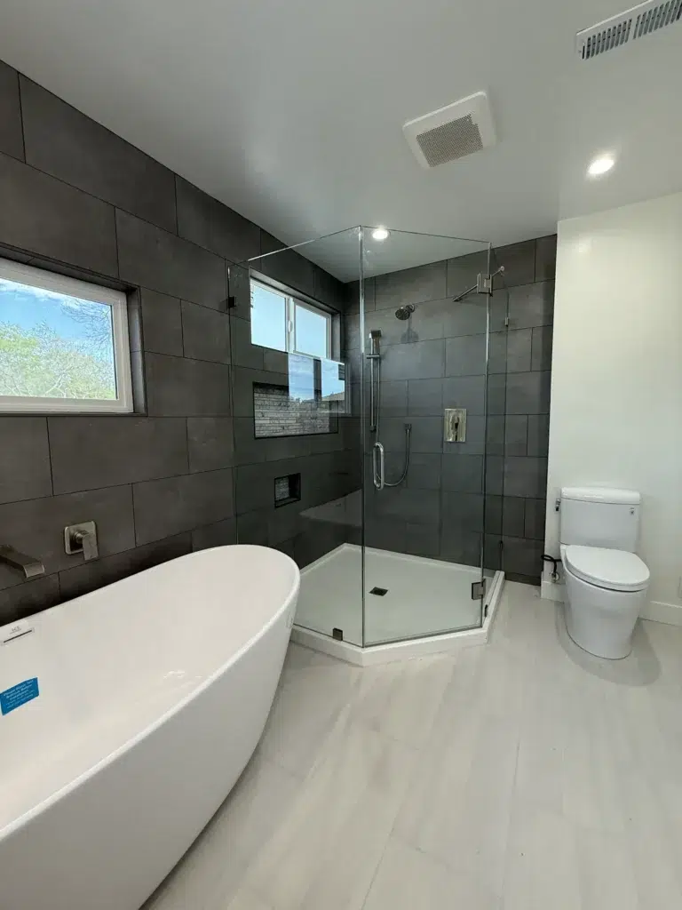 installed bathroom tiling with a modern style